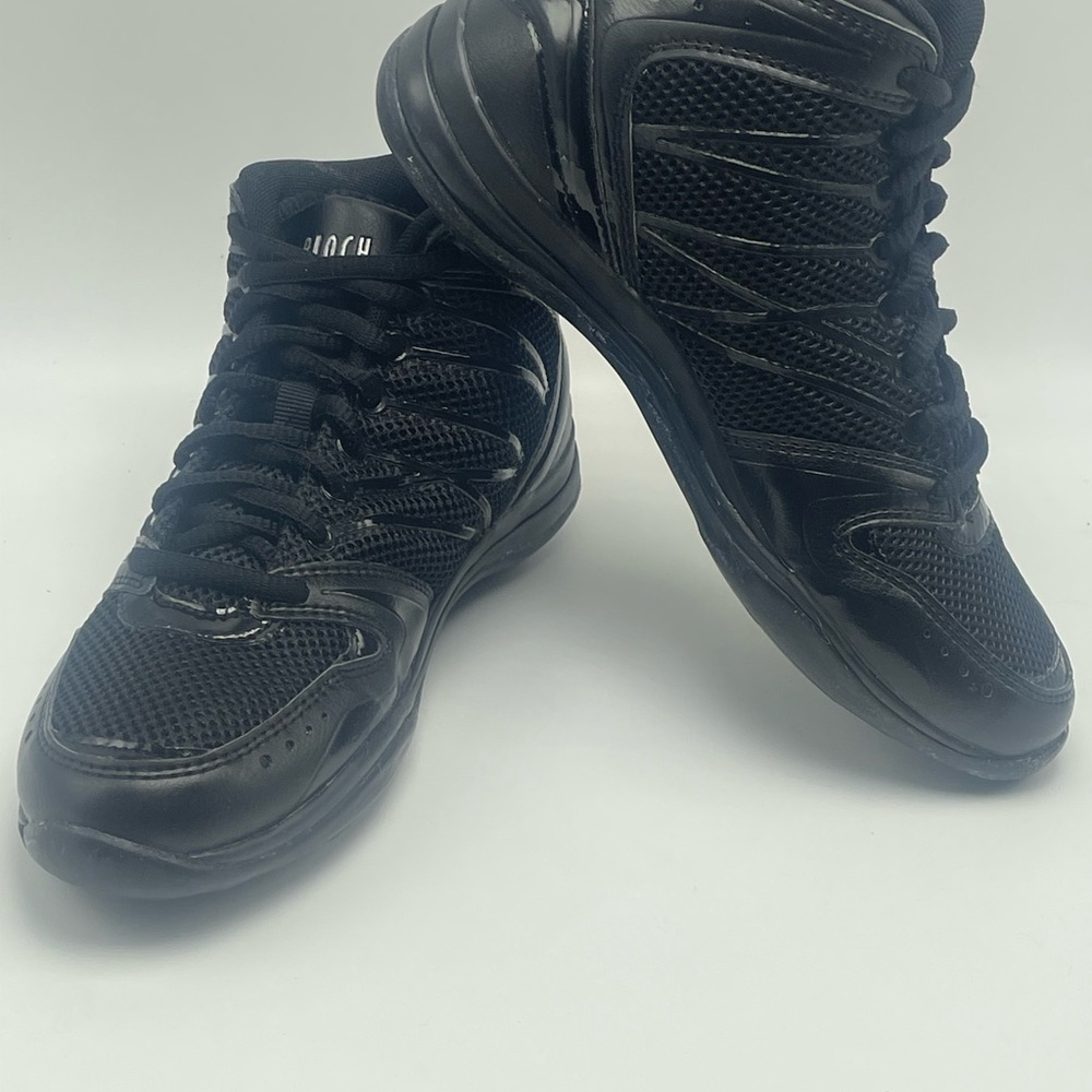 Bloch Apex S0921 womens dance sneaker 7.5 jazz zumba black, black patent accents